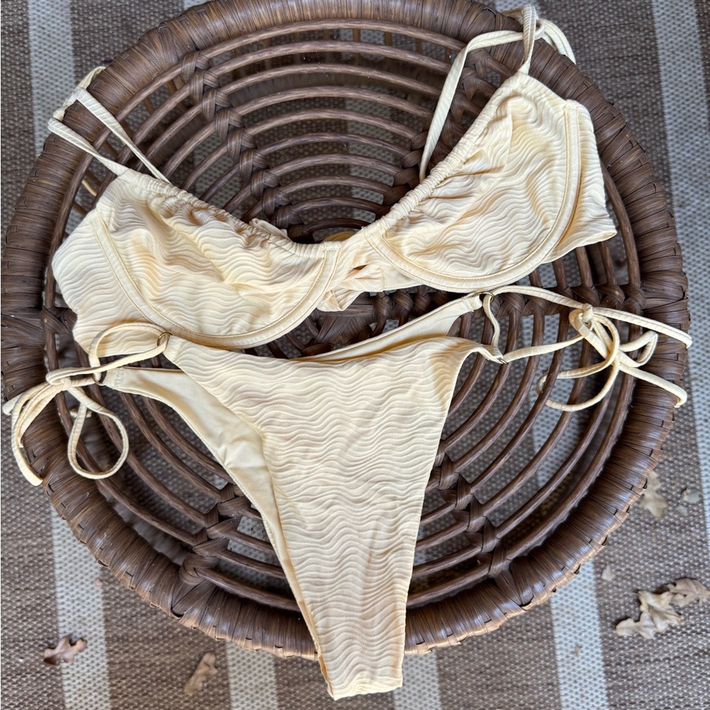 Monday Swimwear Cream Textured Bikini